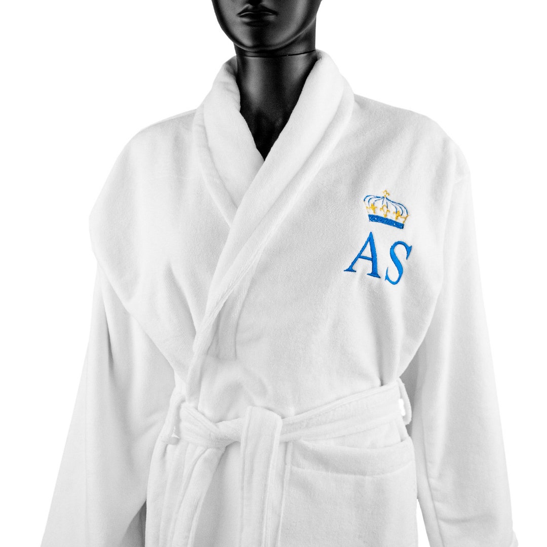 Laminated Bathrobe Personalized Monogram Crown Blue Etsy