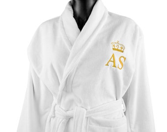 Laminated Bathrobe - Personalized Gold Crown with Monogram