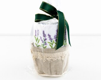 Pack 2 kitchen towels (Felpo + Honeycomb) with Linen basket - Ref. Lavanda