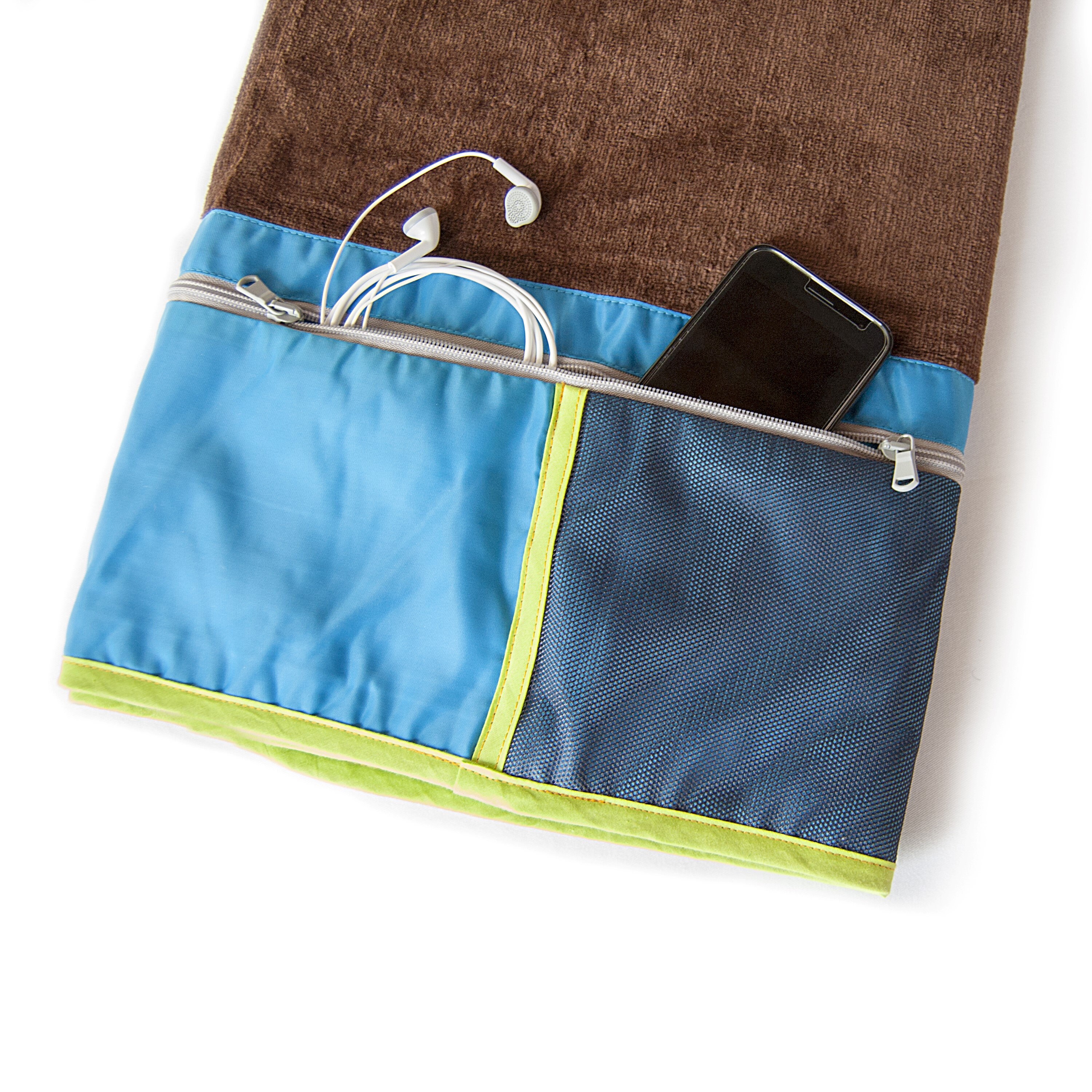 Large Beach Towel With Zipped Pocket 100 Cotton Size Etsy