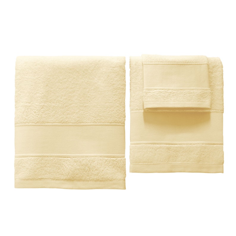 Ensemble de bain personnalisé monogramme Drap de bain, Essuie main, Serviette invité Réf. Chenille Beige