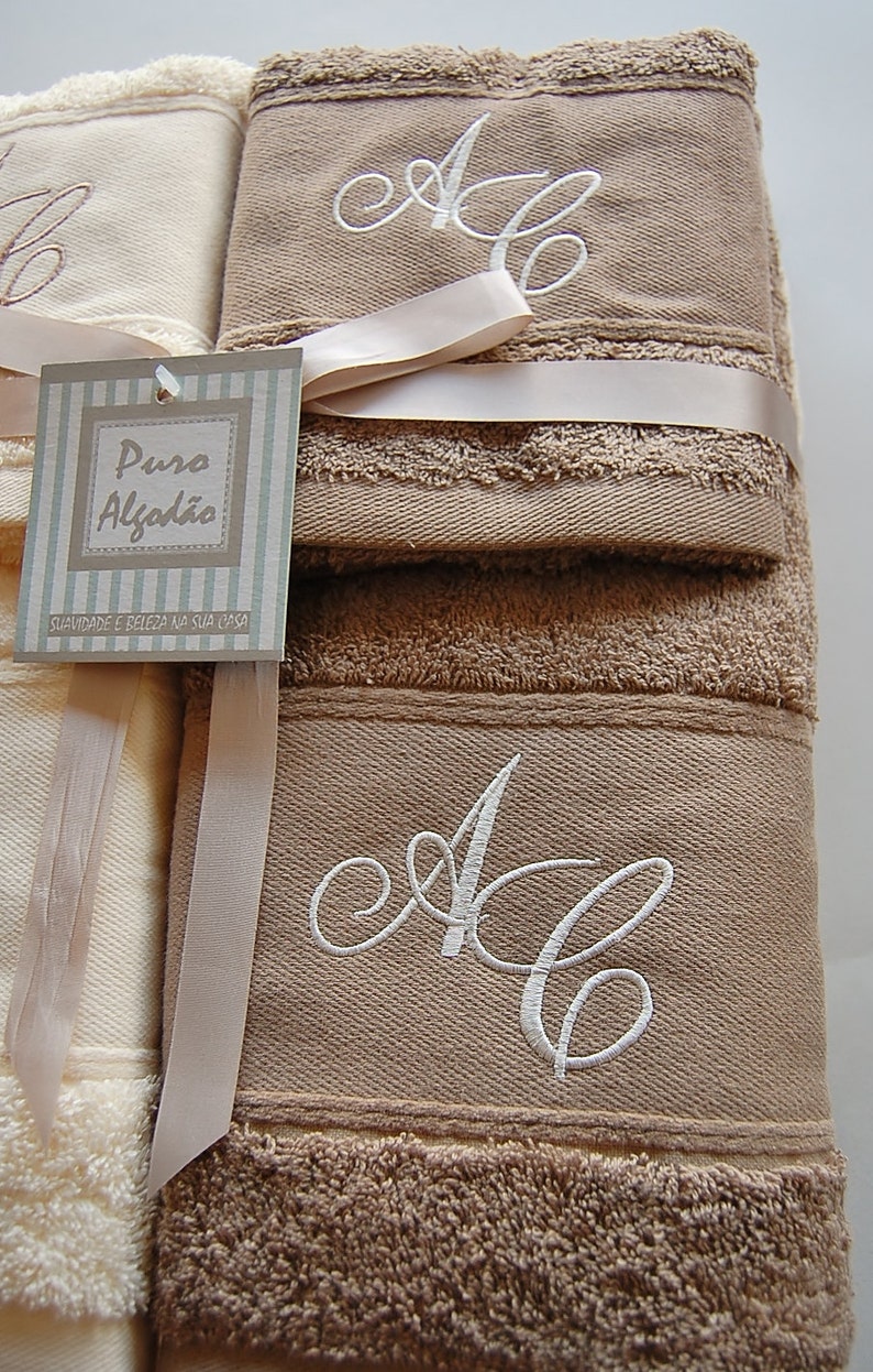 Personalized Monogram Bath Set Bath sheet, Hand towel, Guest towel Ref. Chenille image 3