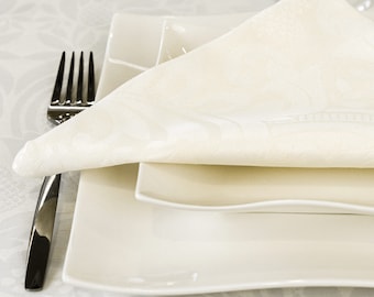 Serviettes beige clair de Luxe - Anti Résistant aux Taches - Pack de 6 unités - Réf. Milano