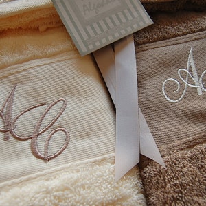 Personalized Monogram Bath Set Bath sheet, Hand towel, Guest towel Ref. Chenille image 4