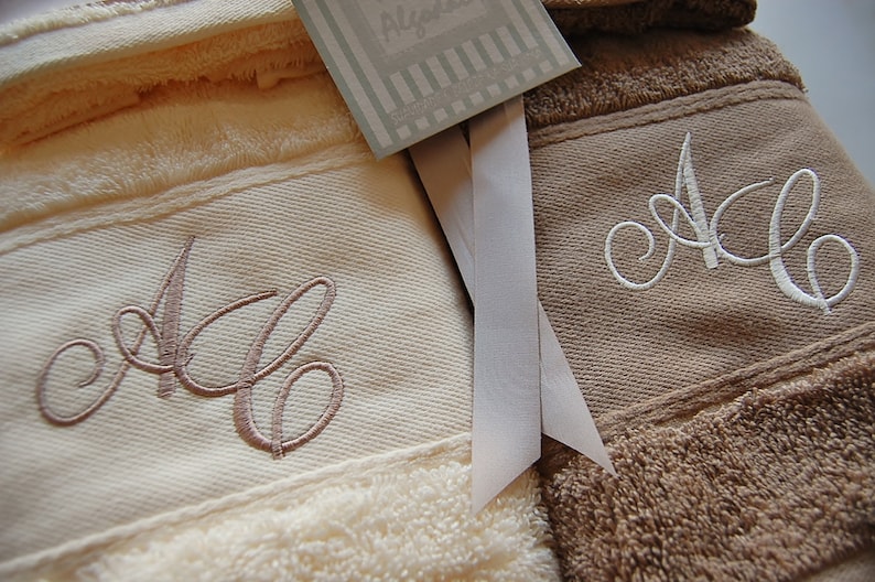 Personalized Monogram Bath Set Bath sheet, Hand towel, Guest towel Ref. Chenille image 4