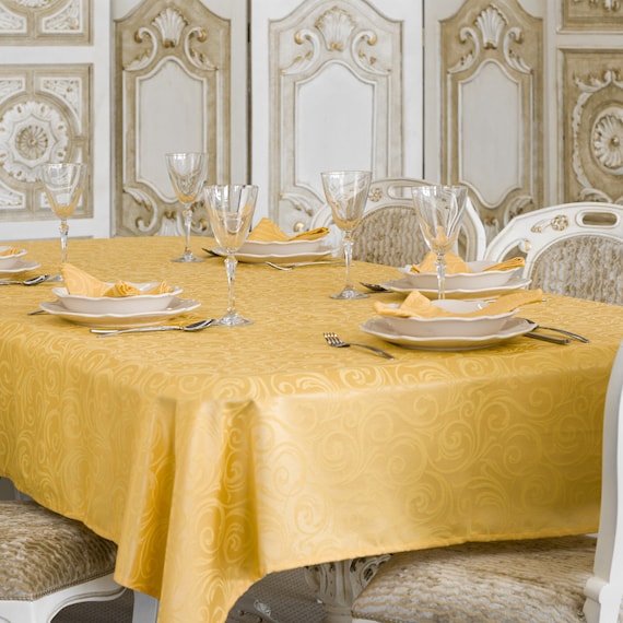 Tovaglia Luxury Oro Resistente Antimacchia Grandi Misure Lione -  Italia