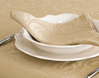 Luxury Beige Napkins - Anti Stain Proof Resistant - Pack of 6 units - Ref. Lyon