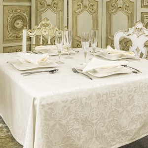 Luxuriöse hellbeige Tischdecke schmutzabweisend große Größen Art.Nr. Milano Bild 1