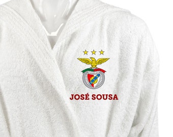 White bathrobe with personalized hood - Benfica Stars
