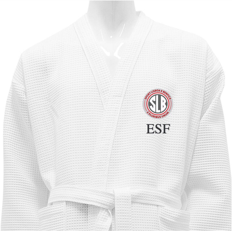 Personalized White Waffle Bathrobe Benfica SLB Pluribus