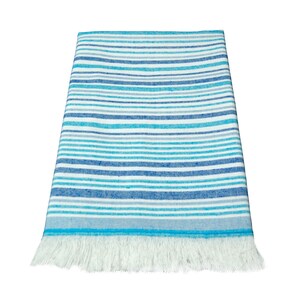 Fouta Beach Towel with Blue and White Stripes image 2