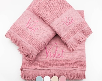 Set de serviettes de bain personnalisé - 3 pièces - Ref. Pure