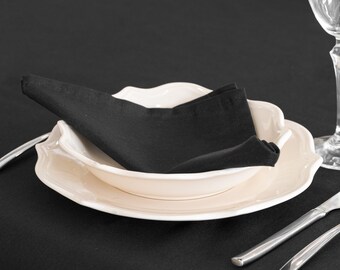 Luxury Black Plain Napkins - Anti Stain Proof Resistant - Pack of 6 units