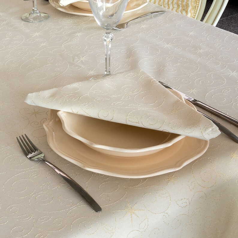Anti Stain Proof Resistant Beige Top Quality Christmas Stars Napkins Pack of 6 units
