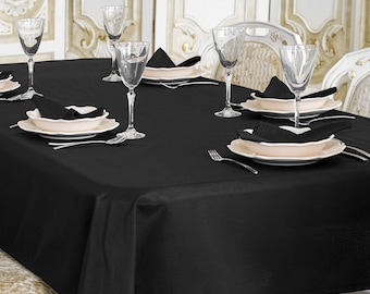 Luxury Black Plain Tablecloth - Anti Stain Proof Resistant - Large sizes