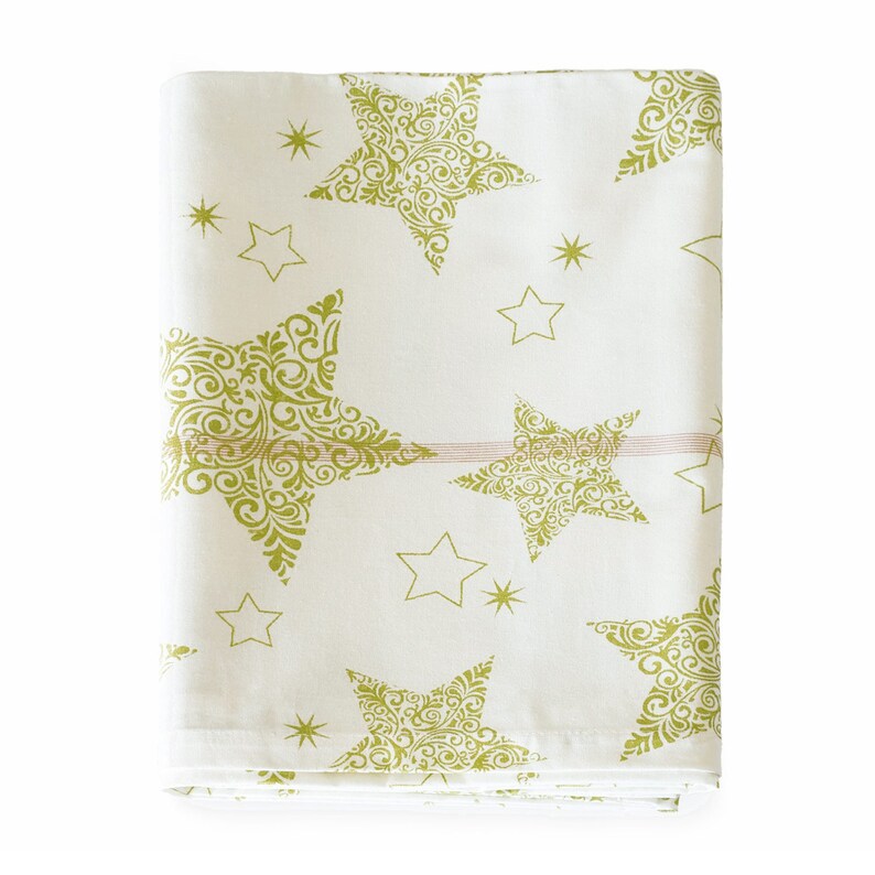 Gold Star Xmas Beige Tablecloth \u2013 100/% Cotton