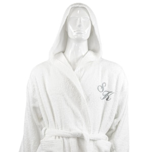 Personalized Unisex Hotel and Spa Edition White Hooded Bathrobe With Monogram and Name