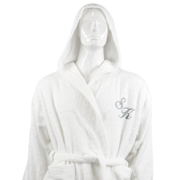 Personalized Unisex Hotel and Spa Edition White Hooded Bathrobe With Monogram and Name