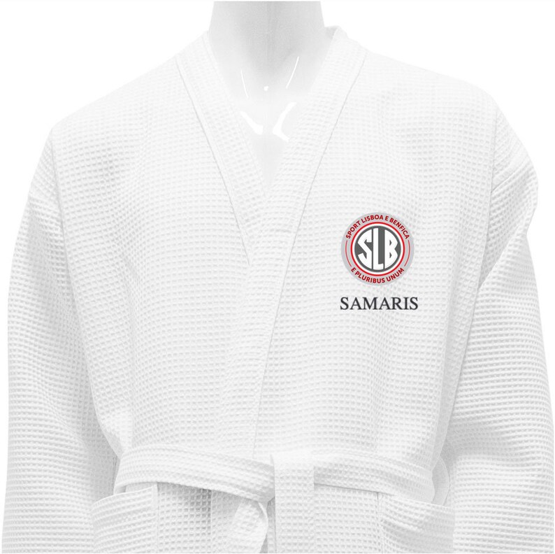 Personalized White Waffle Bathrobe Benfica SLB Pluribus