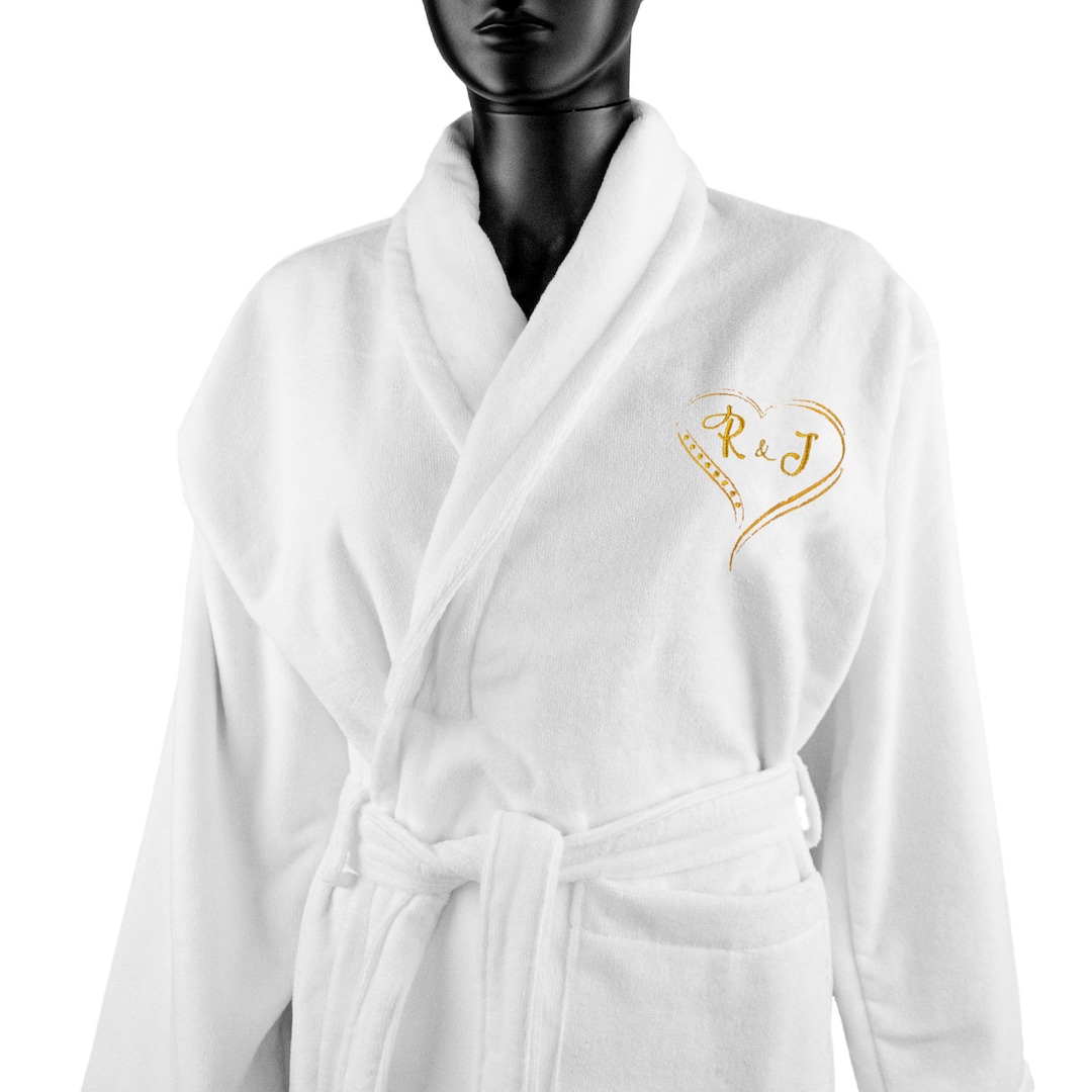 Laminated Robe - Personalized Gold Heart With Monogram - Etsy