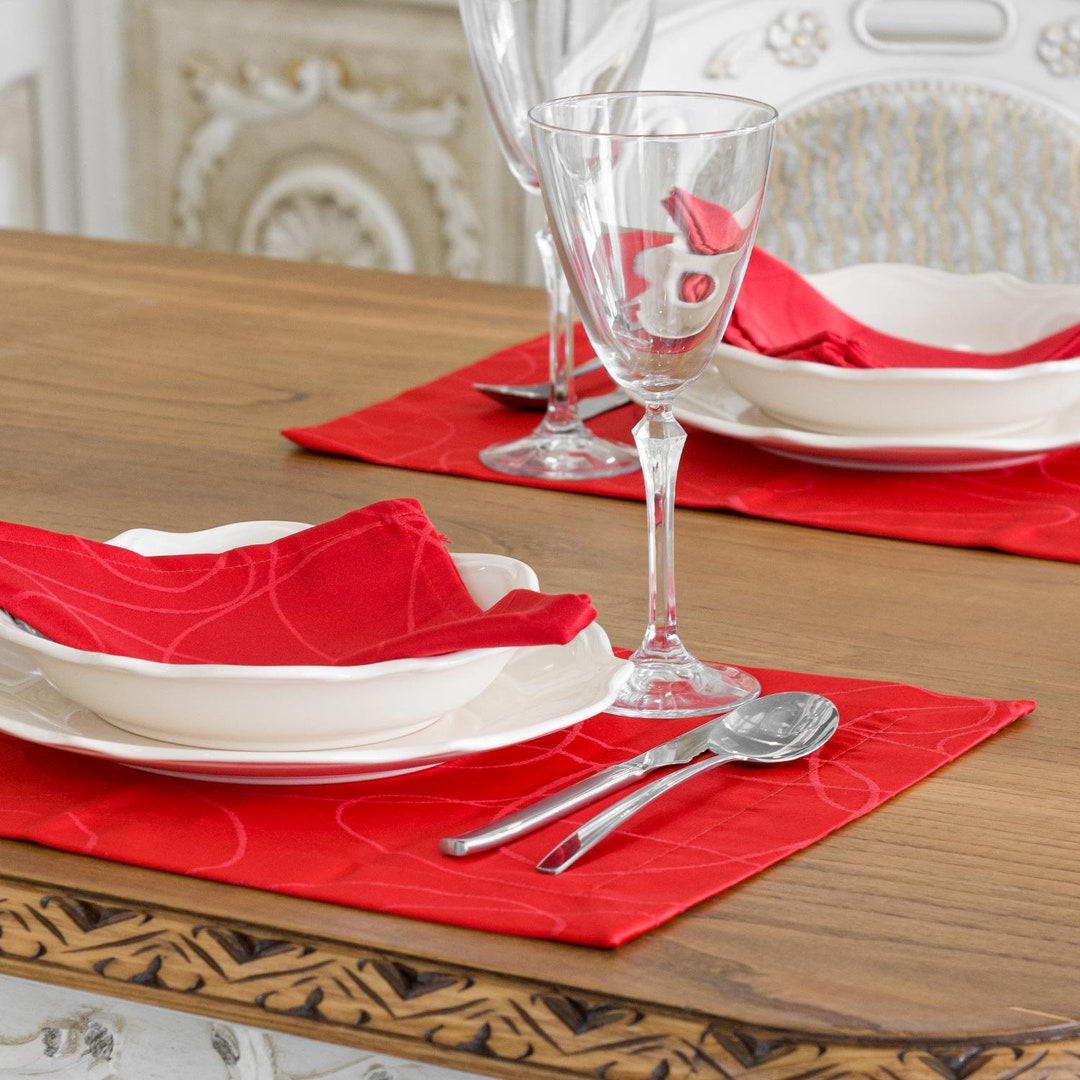 Luxury Red Table Placemat Anti Stain Proof Resistant Pack of 2 Units Ref. Lines Etsy
