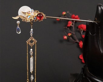 Fairy Floral and Moon Long Tassel Hair stick/forks For Women Wedding Hair Jewelry Accessories