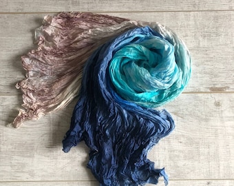 Blue silk scarf for women