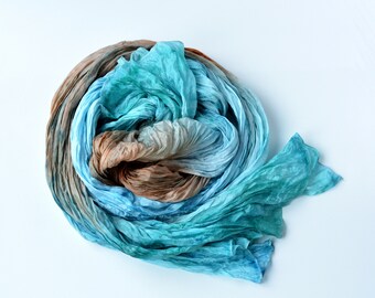 Silk scarf in blue for women Perfect gift for Christmas mom gift