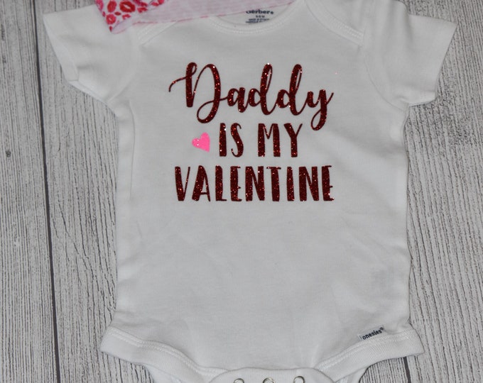 Onesies Daddy and Me Headwrap Kisses Baby Fashion Daddy is my Valentine Valentine