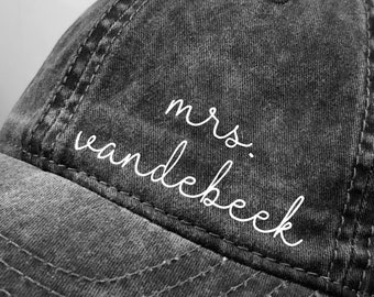 mrs. Last Name Hat | Bridal shower gift | Engagement gift | Wifey Hat | Honeymoon Hat |
