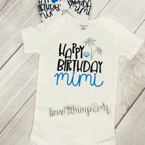 Happy Birthday Mimi Baby Bodysuit One Piece Toddler T-Shirt Outfit | Gift for Mimi From Grandson Granddaughter Grandkid Grandchild Clothes