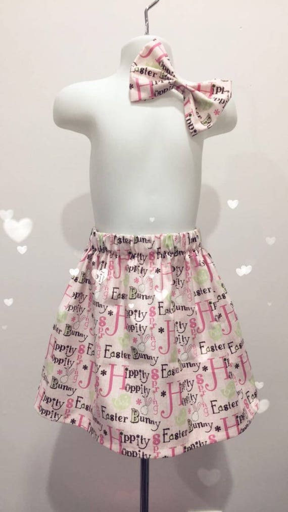 Items similar to Easter Bunny Skirt and Hair Bow Set girls Easter