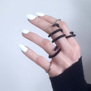 Black Leather Ring in upcycled leather | Gothic rings | boho goth braided ring whimsigoth