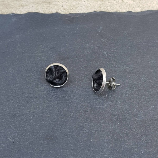 Boucles d'oreille pour homme et femme en cuir noir et acier inoxydable | puces d'oreille écarteur plug tunnel | bijoux gothiques occulte