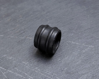 Leather rings for women and men - avant garde leather jewelry - black ring