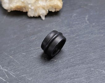 Black leather ring for men - male wedding ring - mens leather rings - gift for him goth