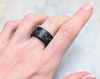Anillo de cuero negro / Anillo punk / Joyería grunge / Joyería industrial rivethead cyberpunk