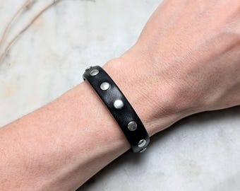 Black Studded bracelet for men and women | punk spiked bracelet | goth grunge jewelry