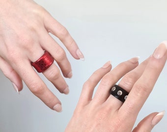 Leather rings for woman and men - best friend rings set of 2 - valentines day gift couple rings