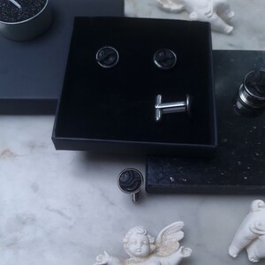 Mens black stud earrings Goth black studs earrings for women Gothic dark occult jewelry esoteric tiny earrings emo image 6