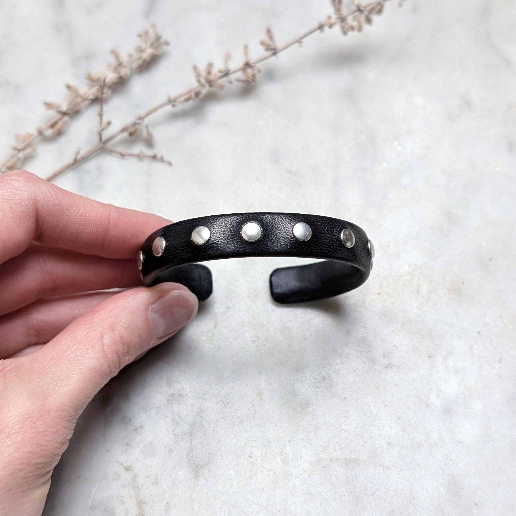 Black Studded Bracelet for Men and Women | Punk Spiked Bracelet