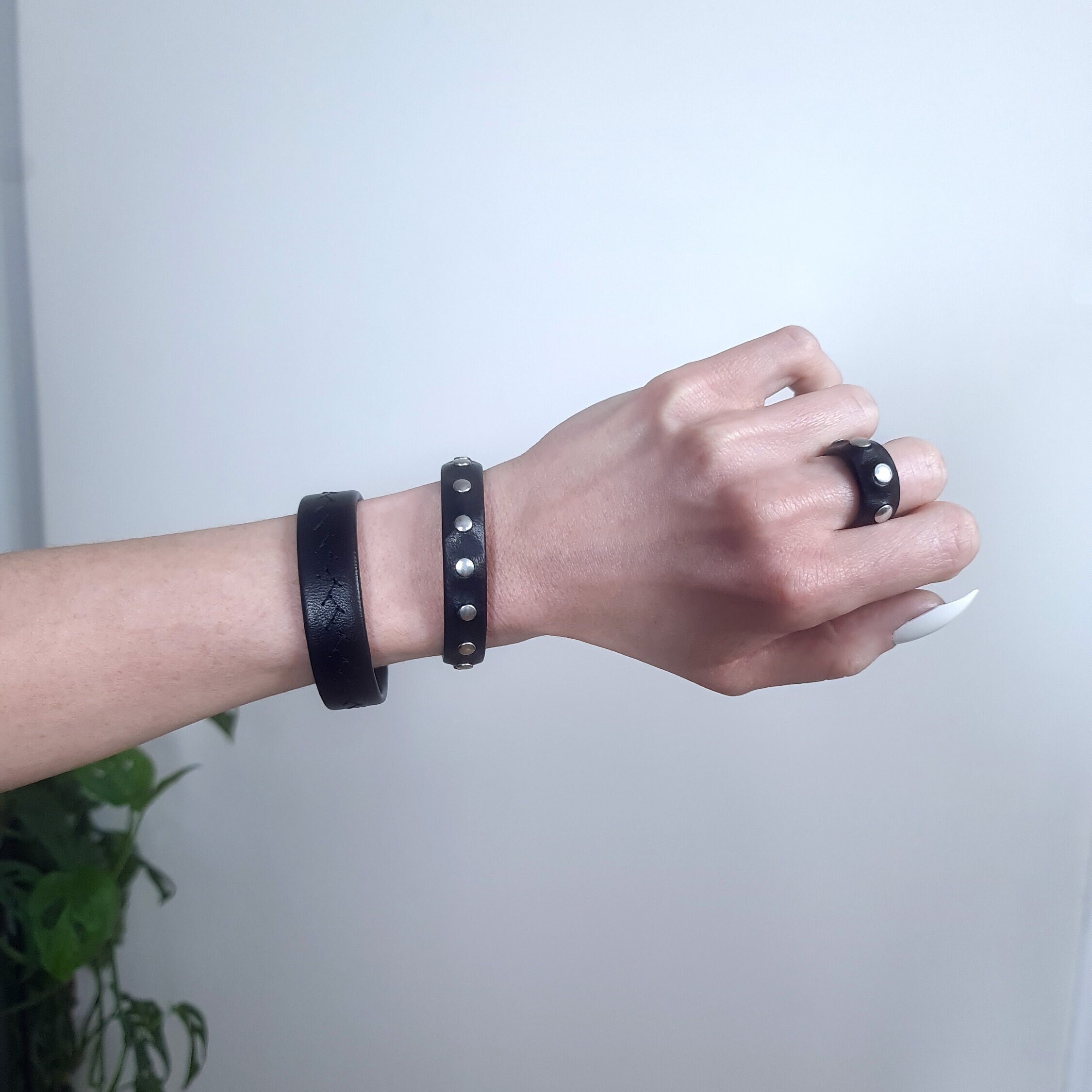 Black Studded Bracelet for Men and Women | Punk Spiked Bracelet