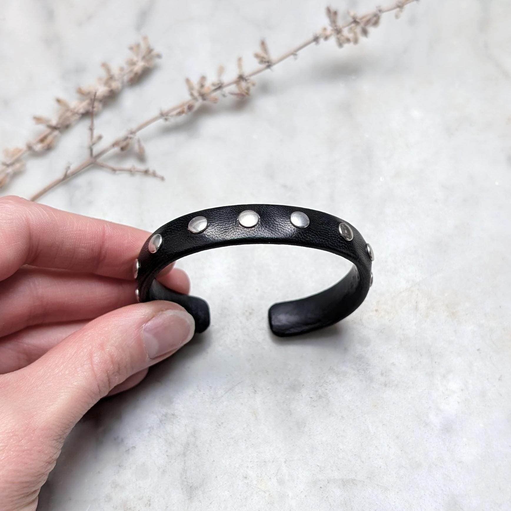 Black Studded Bracelet for Men and Women | Punk Spiked Bracelet