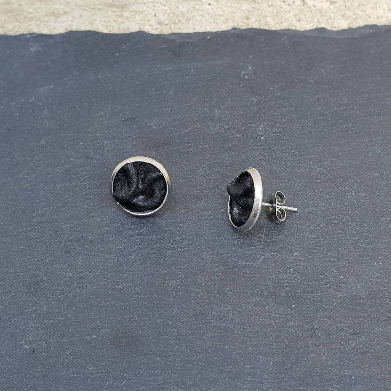 Mens black stud earrings Goth black studs earrings for women Gothic dark occult jewelry esoteric tiny earrings emo image 1