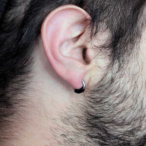 Boucles D'oreilles Créoles Acier Noir Avec Croix - Style Ethnique Pirate, Anneau, Neuves Gribouille Import