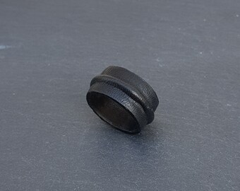 Handmade leather wedding band | black rings | dark jewelry for women | goth lovers steam punk