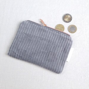 kleines Etui // Geldbörse aus Breitcord in grau // Neccesaire aus Baumwolle// nachhaltig & vegan // Geschenk für Freundin