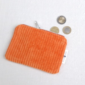 Etui // Geldbörse aus Breitcord orange // Neccesaire aus Baumwolle  // modern und nachhaltig // Geschenk zur Einschulung