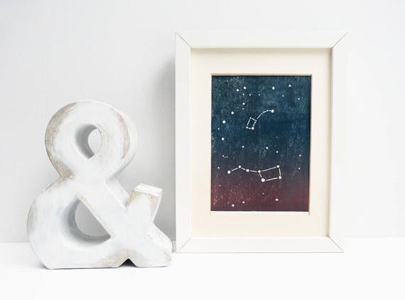 Linoldruck Sternbilder Mit Farbverlauf Linolschnitt Sterne Etsy