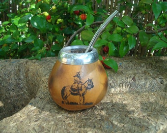 BombillarSilver Black Gold Rose Birthday Natural  Mate Mate Calabaza Argentina Gourd Hand Carved Gaucho Engraving Yerba Tea With Straw